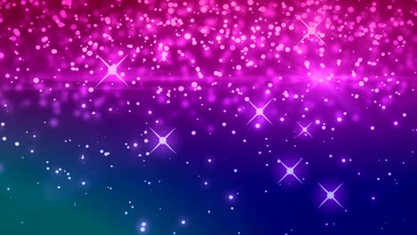 pink sparkles and glowing spots moving against purple background