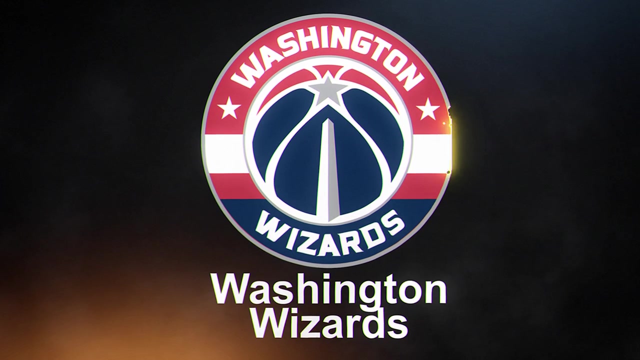 Logo 4K della squadra di basket NBA Washington Wizards rivelato attraverso il fuoco