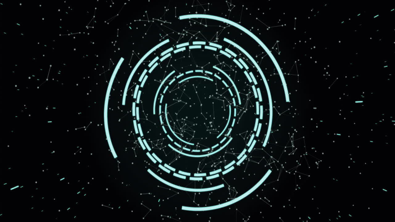 animación del escaneo del alcance a través de la red de conexiones sobre fondo negro