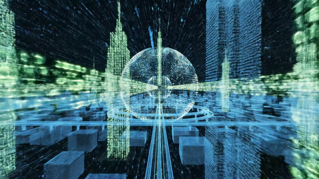 Digital Cityscape with Futuristic Technology