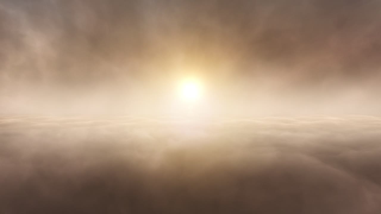 Peaceful flight into the sunset, seamless loop