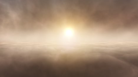 peaceful flight into the sunset, seamless loop