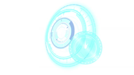 animation of clock moving fast and scope scanning on white background