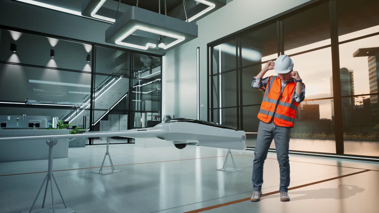 Dimostrazione di droni in un ambiente d'ufficio moderno