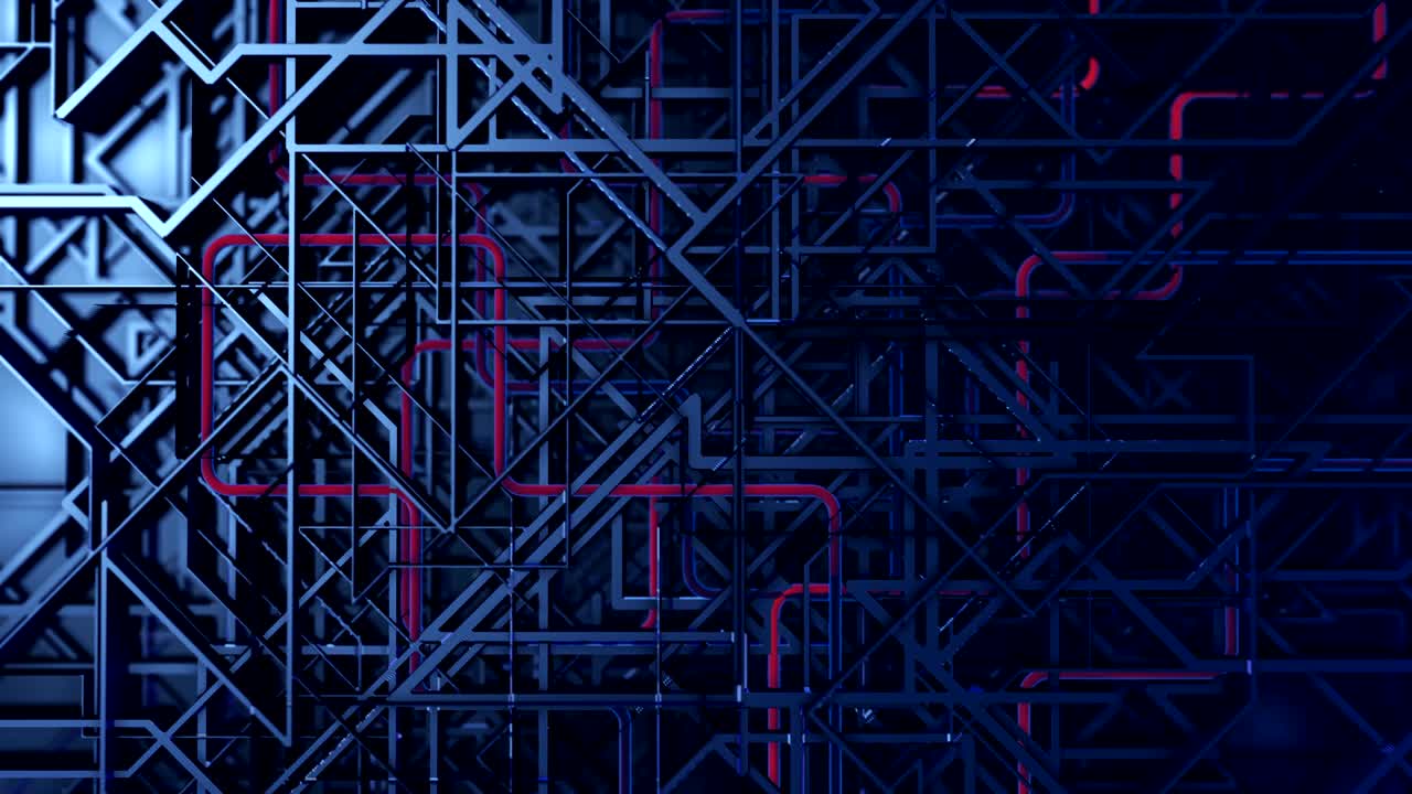 Virtual connection nanostructure futuristic abstract construction grid tech 3D videoloop background