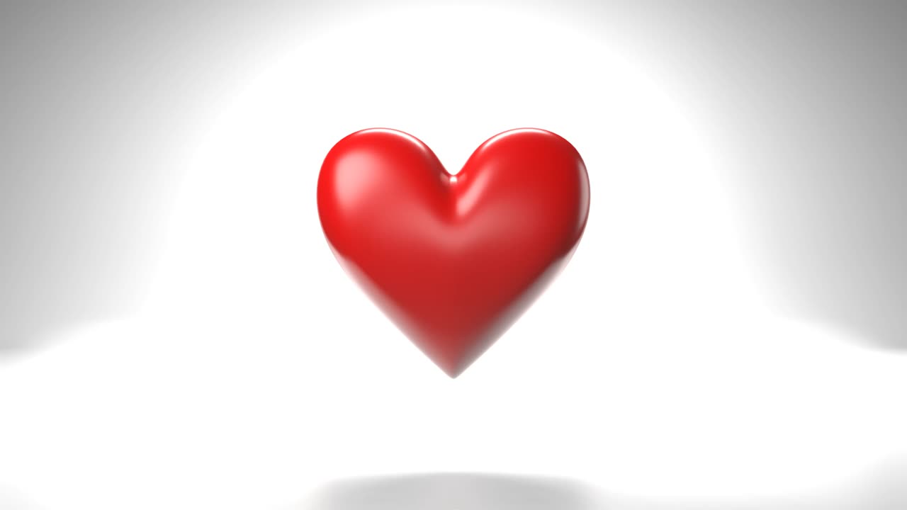 objeto pulsante en forma de corazón rojo sobre fondo blanco.