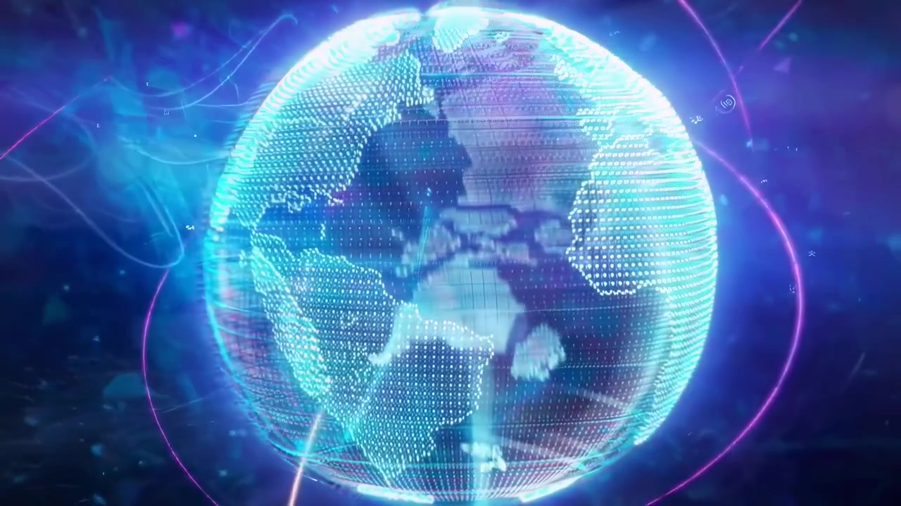 Digital Holographic Earth Globe Rotating in Cyberspace