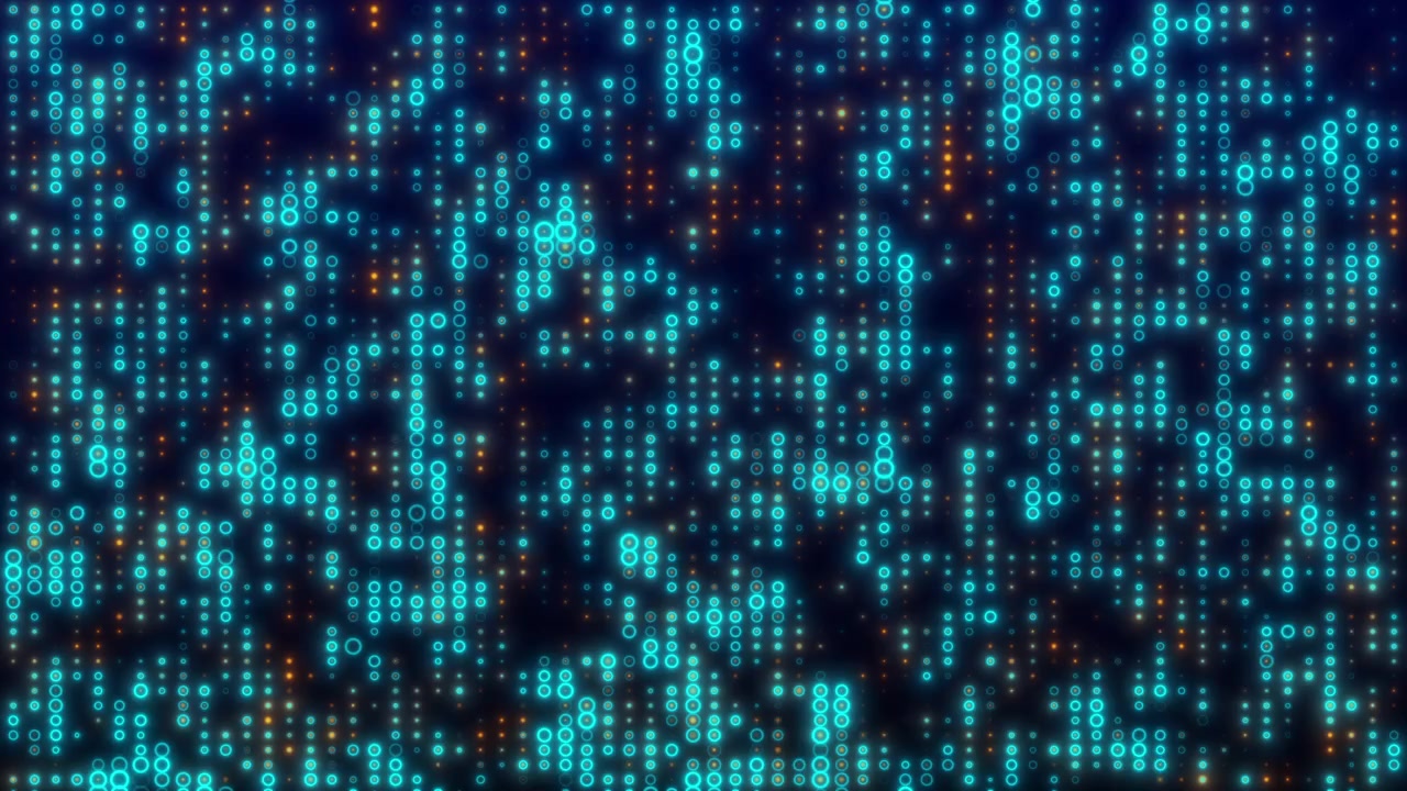 Abstract Digital Background with Pulsing Blue and Orange Circles