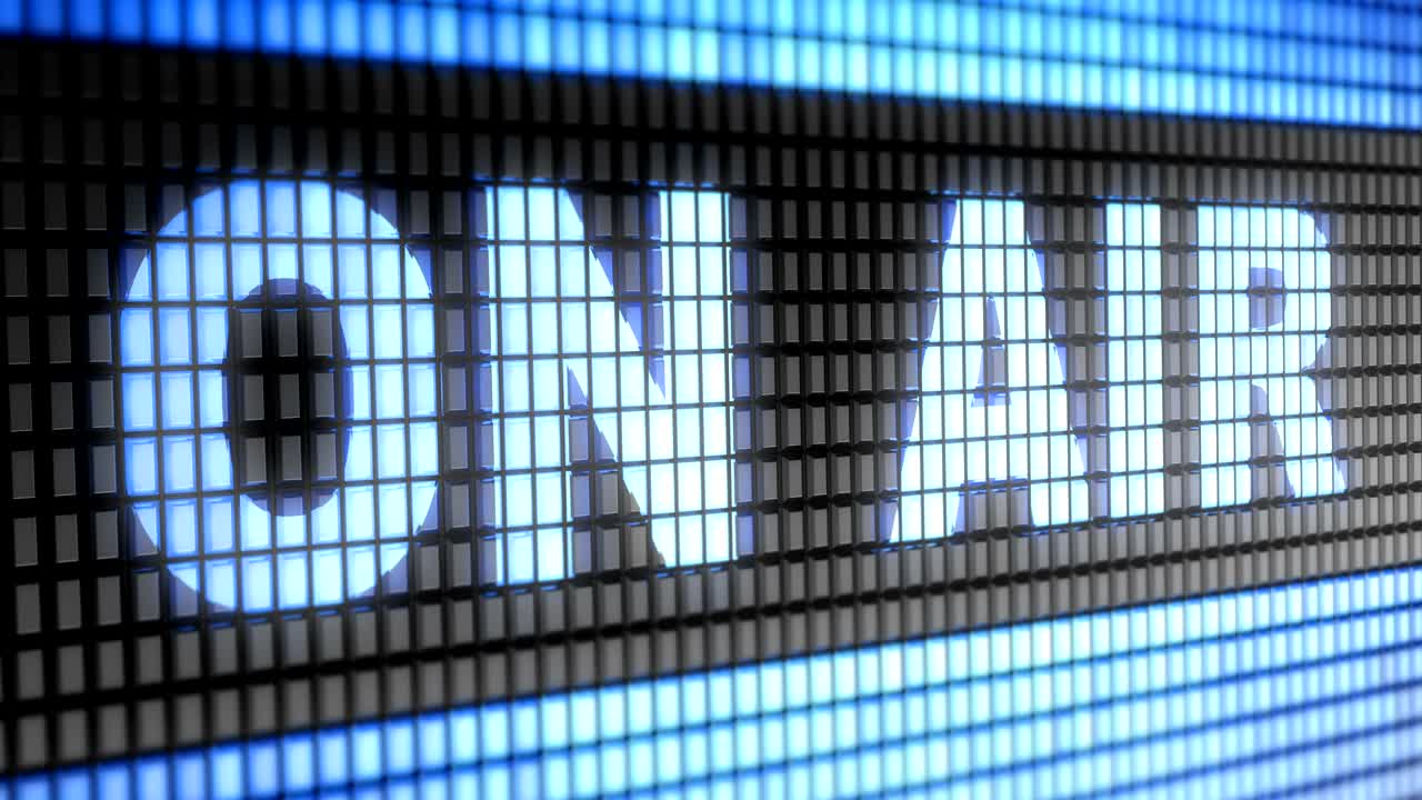 "ON AIR" on the Screen. 4K Resolution. Looping.