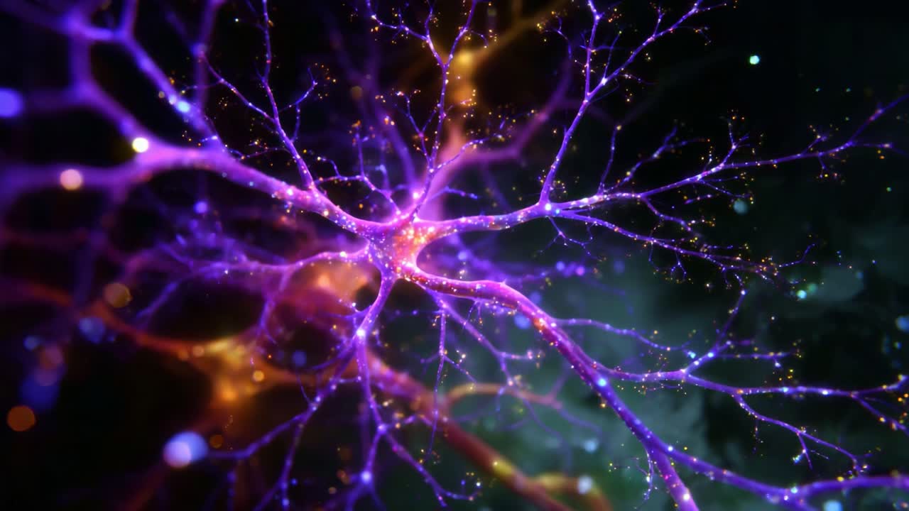 Vibrant Neural Network Visualization: Intricate Details of Connections and Synapses in a Colorful Abstract Forming a Glowing Tapestry of Colorful Patterns