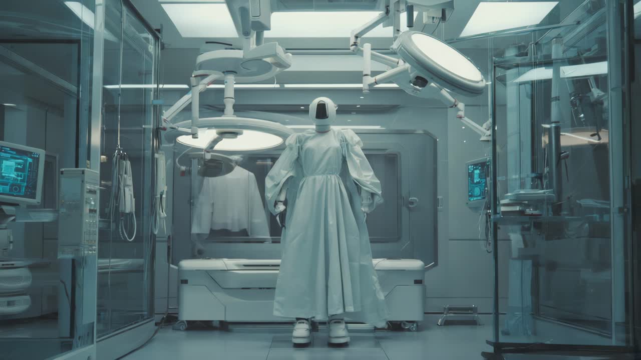 Robot in a futuristic operating room