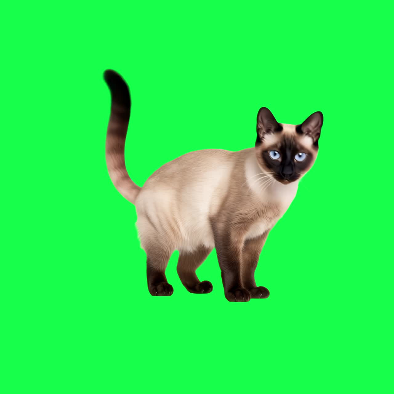 Siamese cat animation, transparent 4K video, green screen | Premium ...
