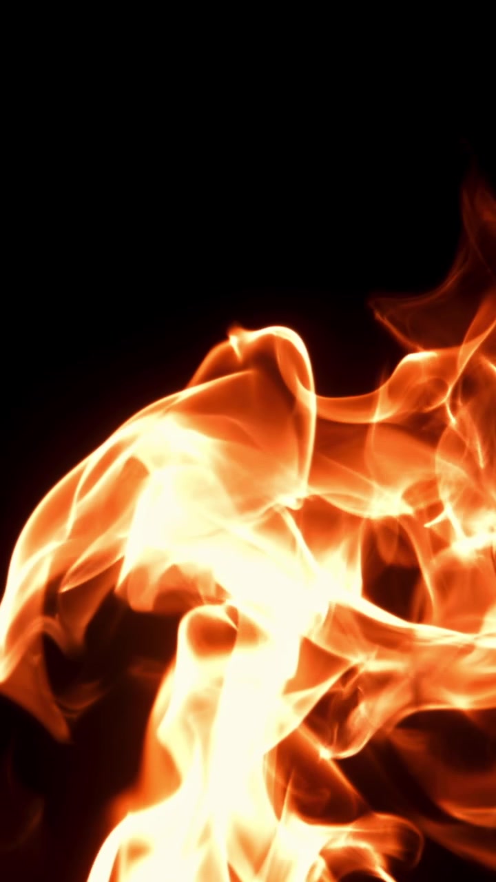 Abstract Slow Motion Fire Flames on Black Background