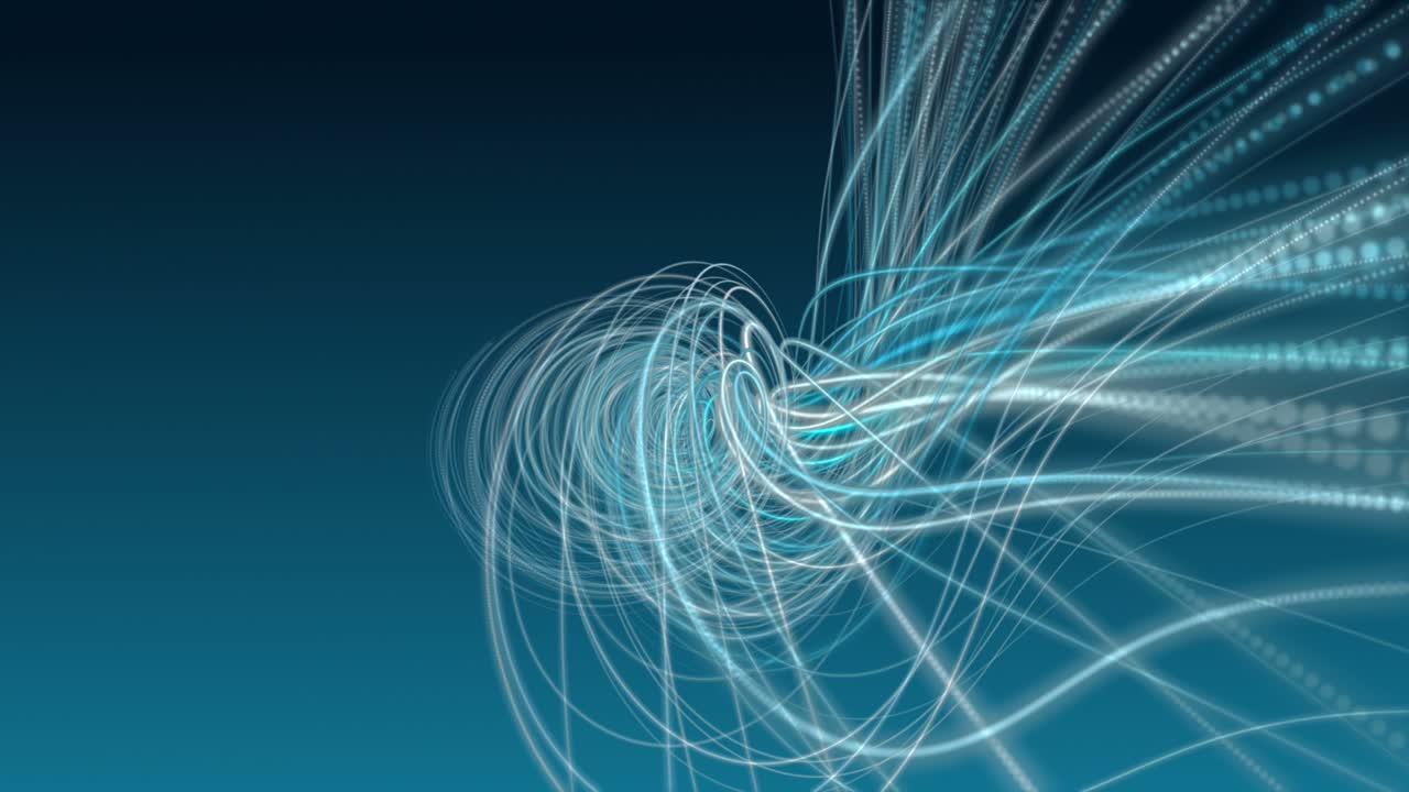 Futuristic animation with particle stripe object in slow motion, 4096x2304 loop 4K