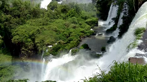 view over the amazing iguazú waterfalls into the devil's throat canyon