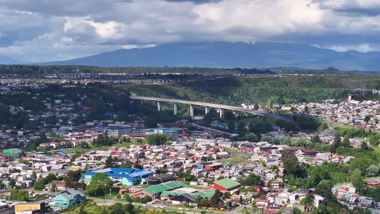 칠레의 푸에르토 몬테 (puerto montt) 의 공중 사진, 주거 지역