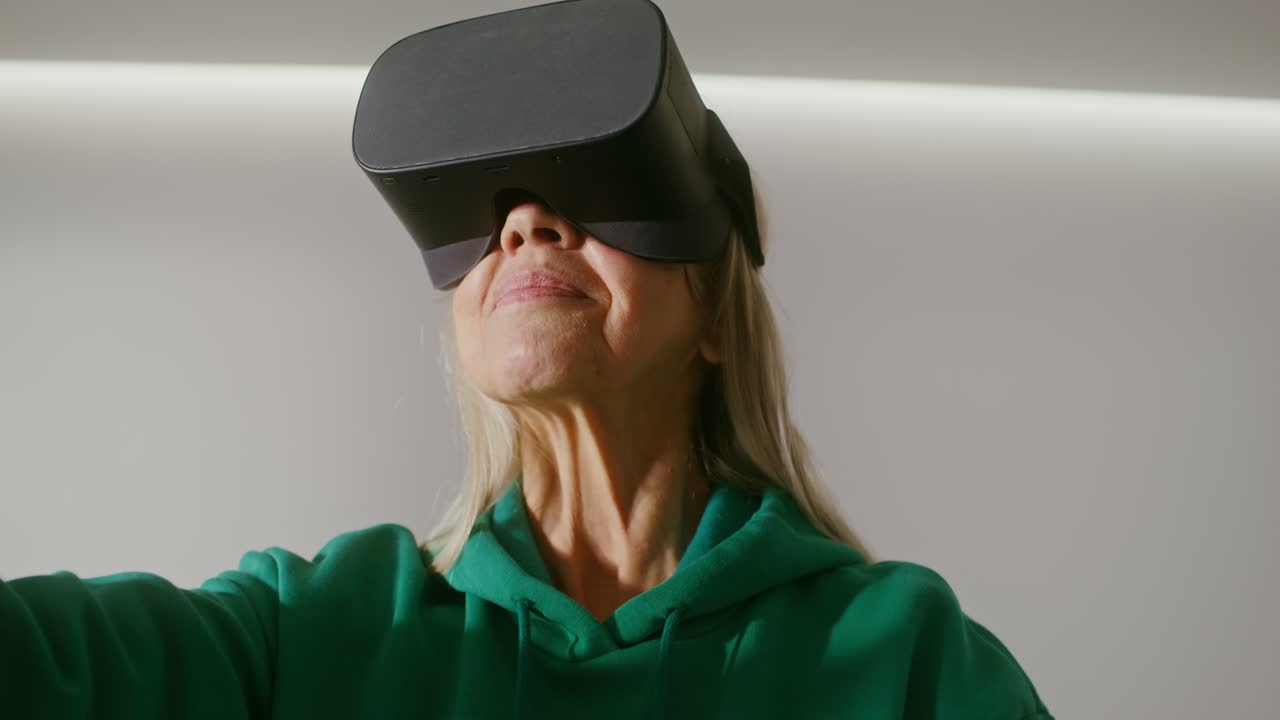 Senior Woman Using VR Headset
