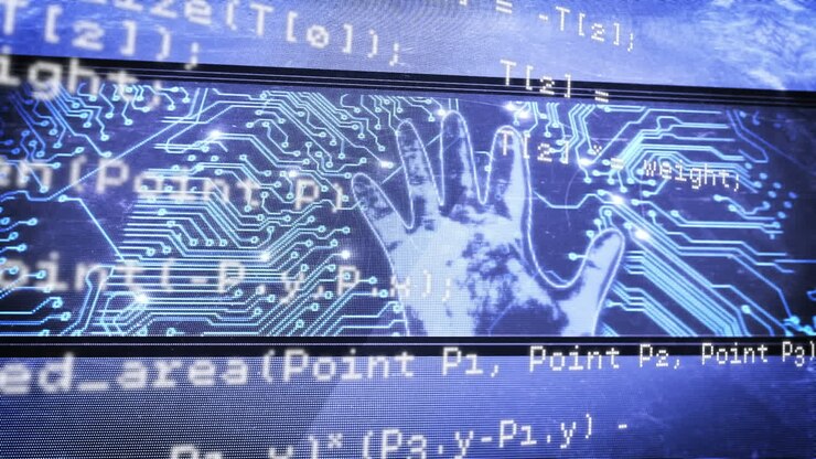 Data on blue circuit board