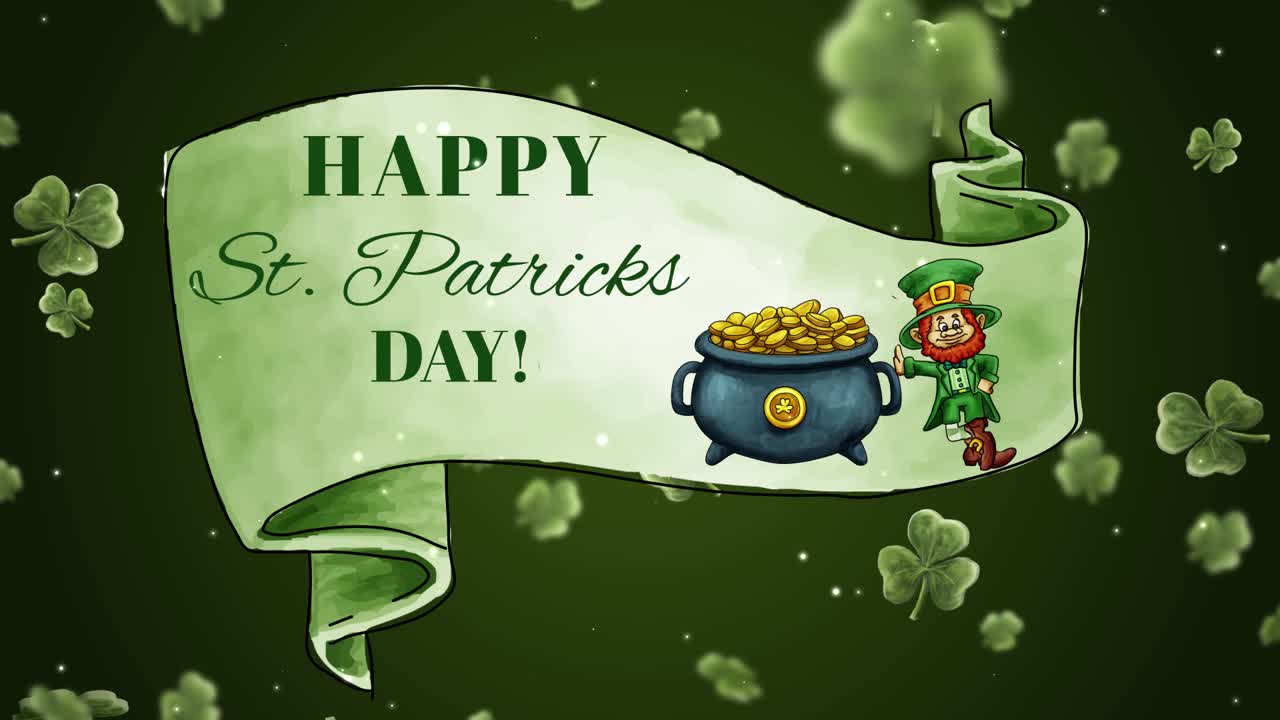 Happy St. Patrick's Day Greeting with Leprechaun and Shamrocks