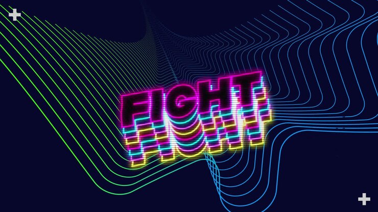 Animation of fight text over moving lines