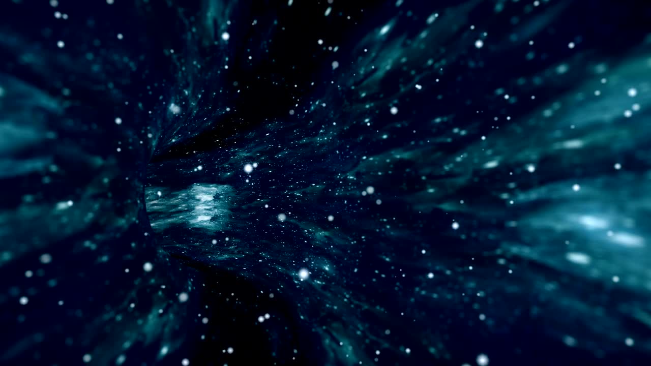 Interstellar travel in hyperspace wormhole portal with stars seamless loop.