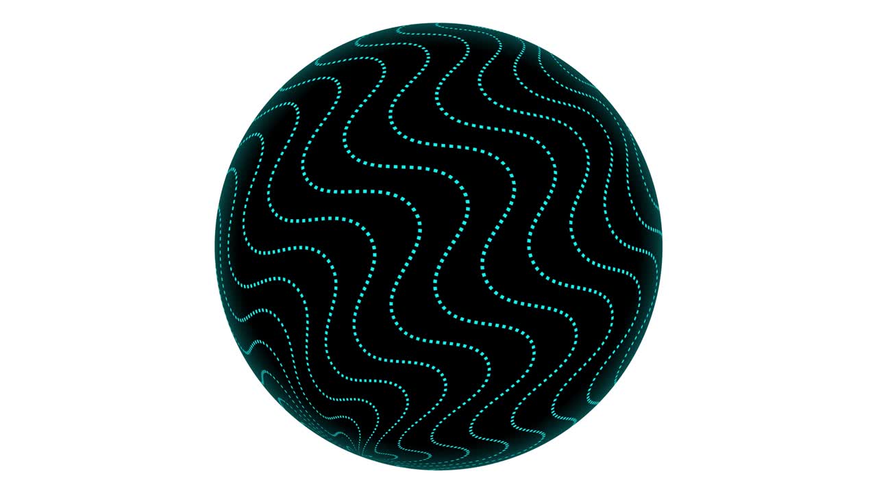 Stripy geometric line animation on a sphere. Animated abstract sphere moving on white background.