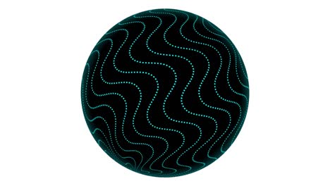 animación de líneas geométricas a rayas en una esfera. esfera abstracta animada moviéndose sobre un fondo blanco.