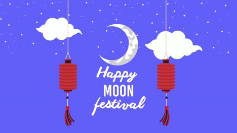 happy moon festival lettering with crescent moon