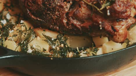 mashed potatoes served as side dish with lamb grilled meal