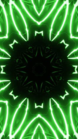 vj loop green neon kaleidoscope. vertical looped video