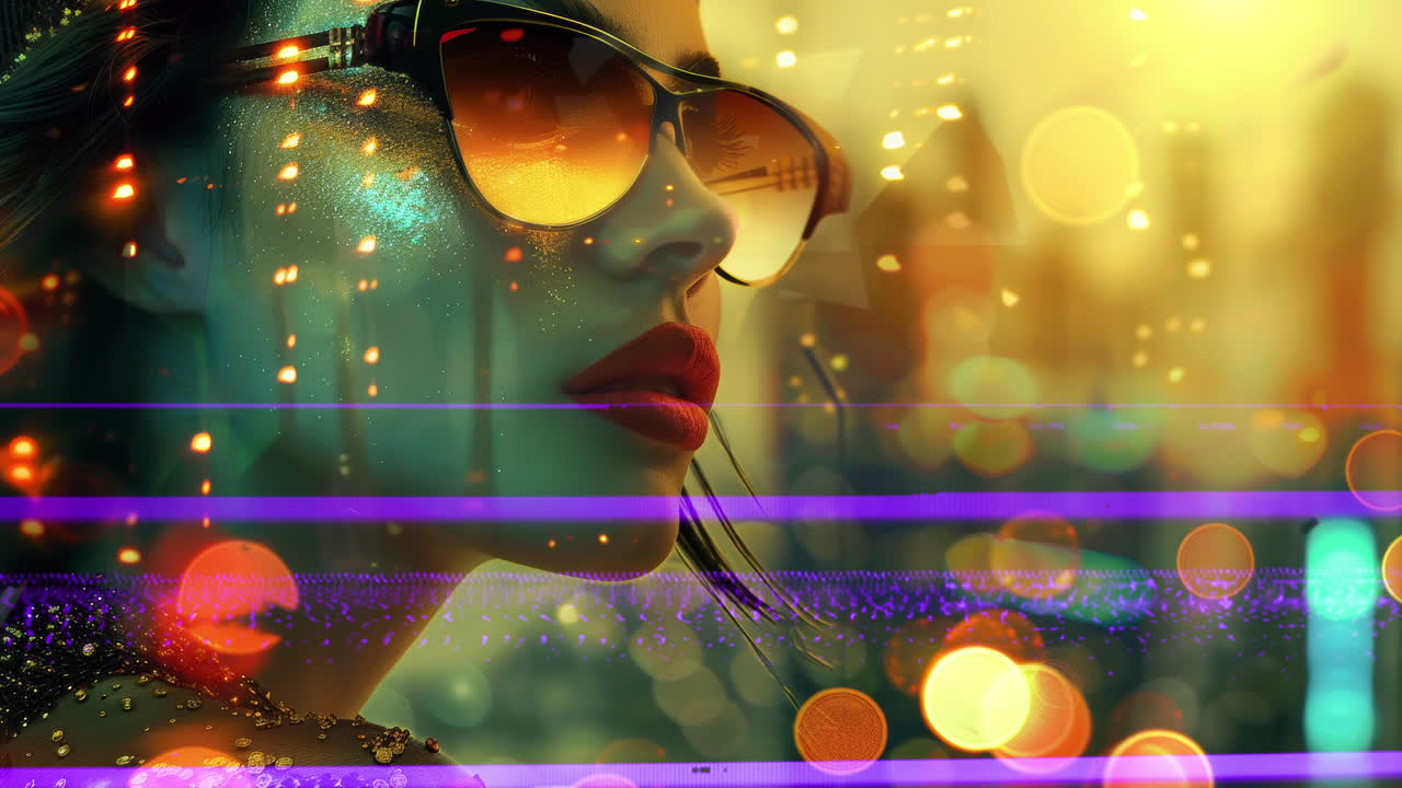 여성 기술과 도시 풍경은 ai 생성 예술로 만들어졌습니다.