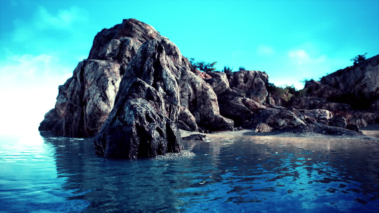 바다 동굴 과 바위 절벽 의 여름 풍경