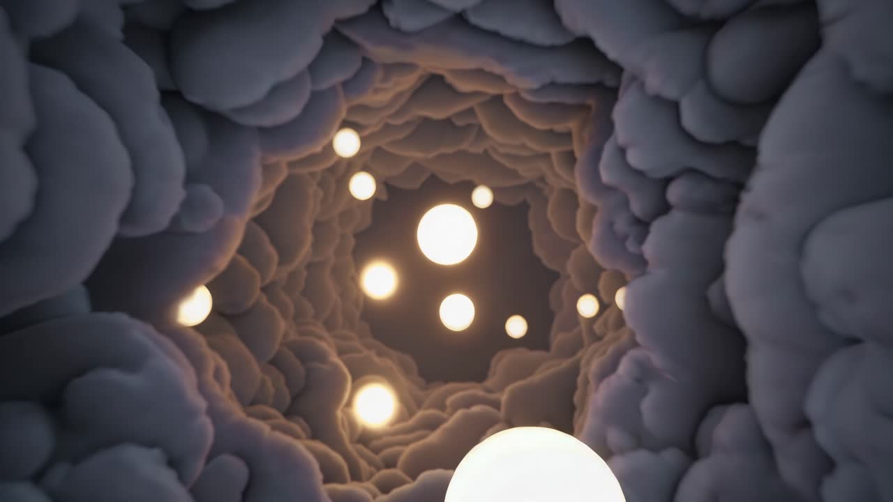 Abstract tunnel with glowing spheres