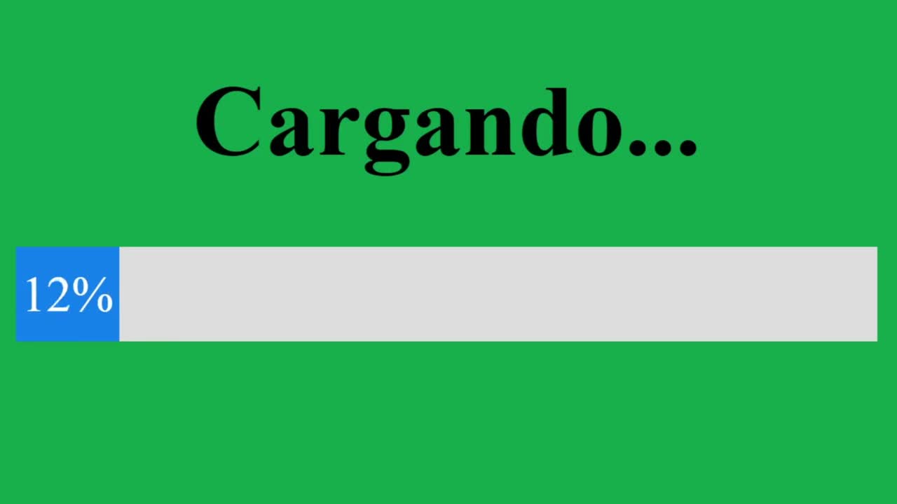 en español. barra de progreso de carga con pantalla verde en la pantalla del dispositivo visualización digital de la página web del sitio web. monitor de software de computadora punto de vista de procesamiento de carga de archivo, video, música, datos.