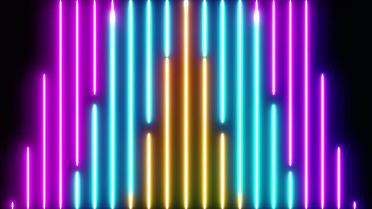 Abstraktní světelný neonový rám na černém pozadí. Laserová show, smyčková animace. 4K video