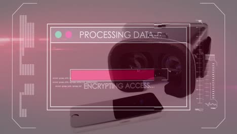 animation of data processing on screen over vr headset