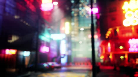 cyberpunk city street at night