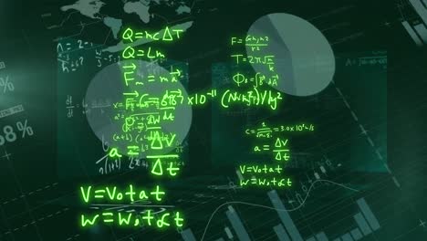 Animation-Mathematischer-Formeln-Und-Wissenschaftlicher-Datenverarbeitung-Auf-Schwarzem-Hintergrund