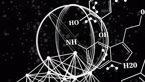 animation of chemical formulas over black background