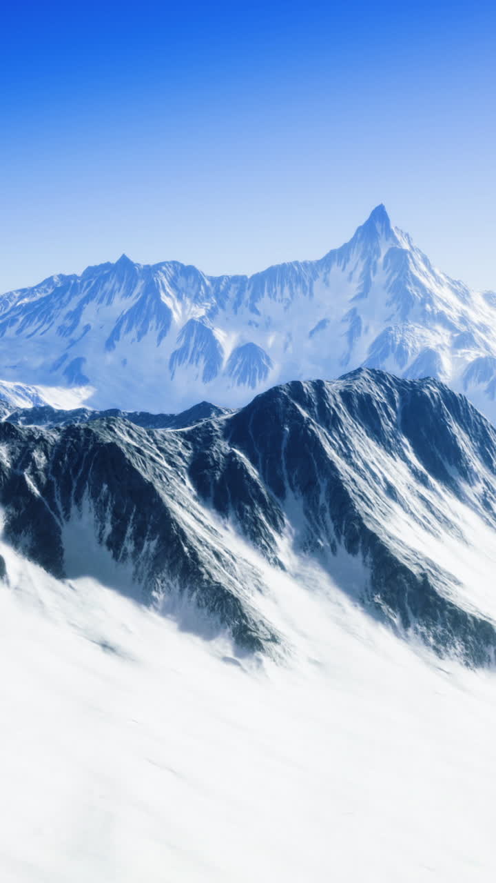 Majestic snowy mountains under a clear blue sky during daylight hours ...