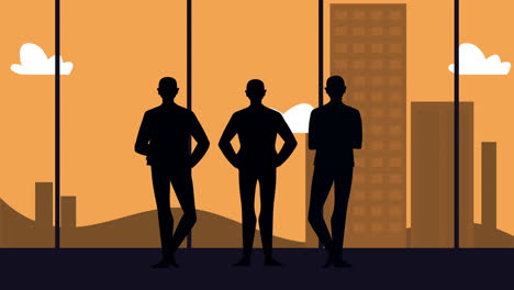 silhouette businessmen workers in the office