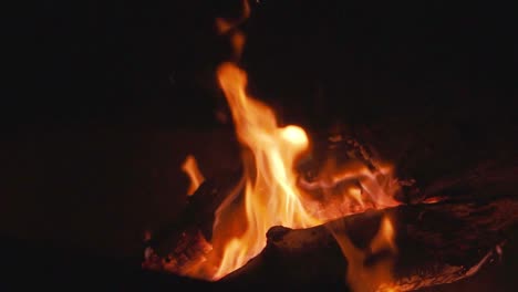 Slow-Motion-Closeup-Shot-of-Campfire-Flames