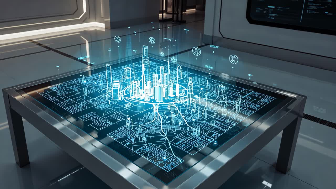 Futuristic Hologram City on a Table