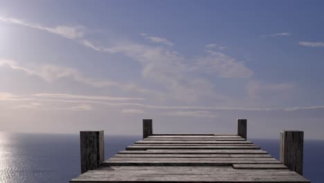 Animation-Von-Holzhütten-über-Dem-Meer-Und-Wolken-Am-Himmel-Im-Hintergrund