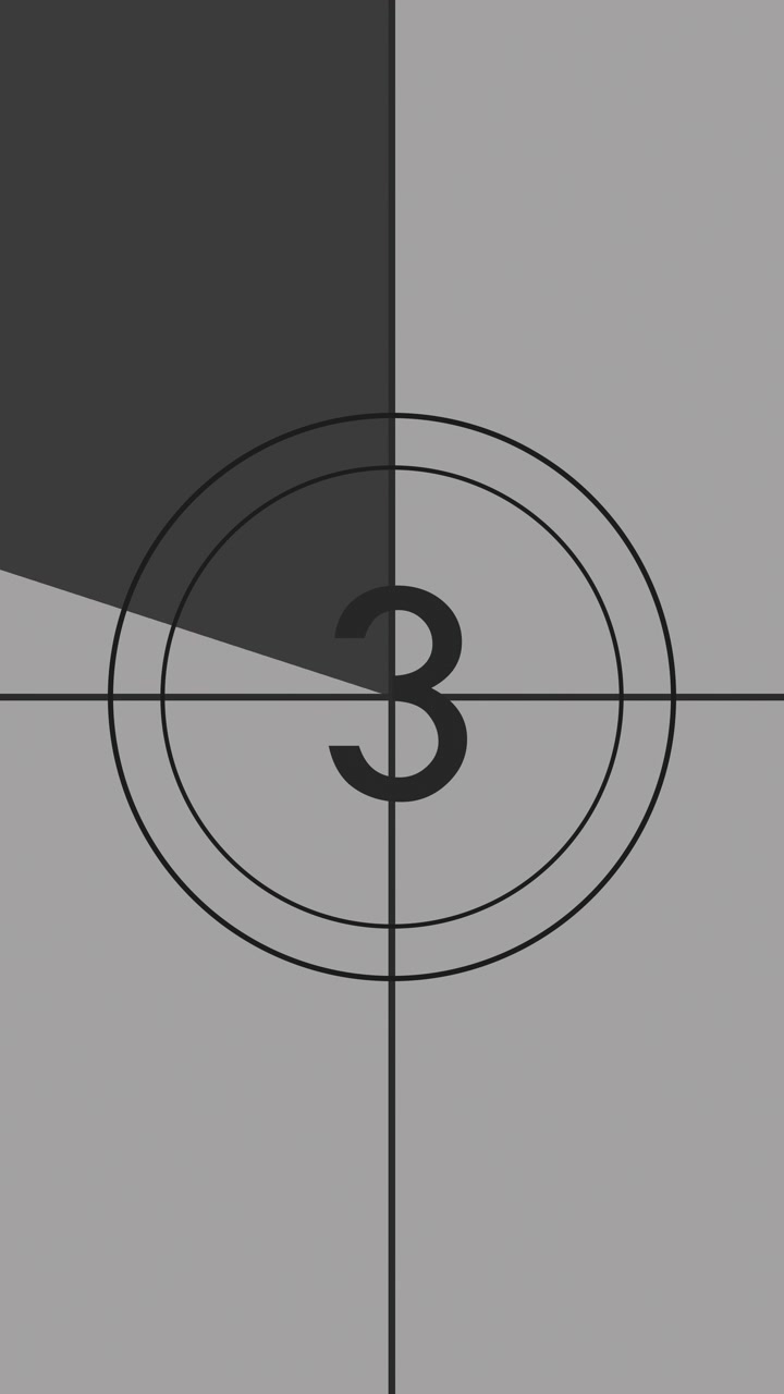 Retro Film Countdown Animation from Five to Zero