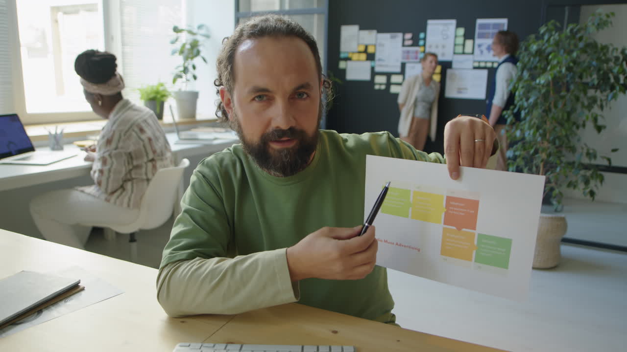 Office Worker Discussing Business Plan on Video Call