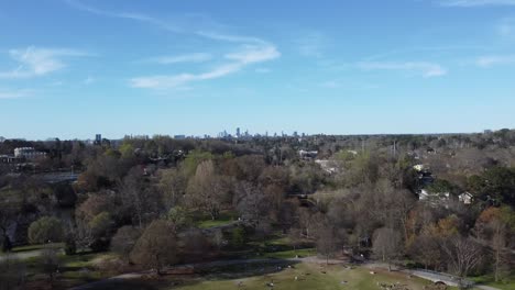 Drone-shot-over-park-with-people