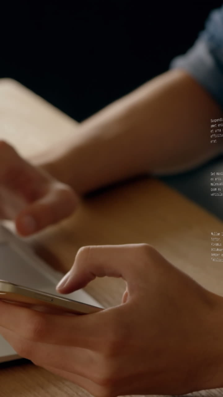 animazione dell'elaborazione dei dati finanziari su imprenditori che utilizzano smartphone