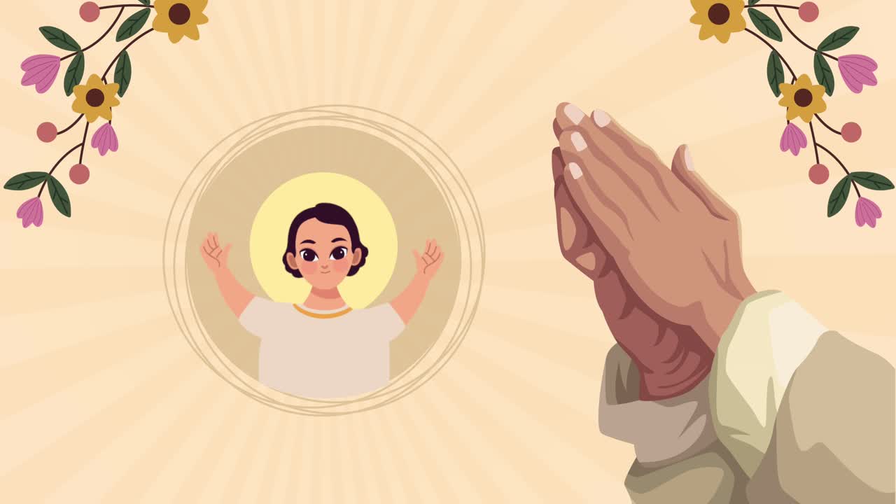 el niño de jesús sagrado con las manos orando