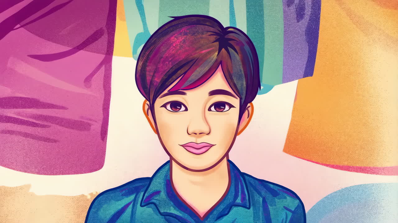 Colorful Digital Illustration of a Youthful Person